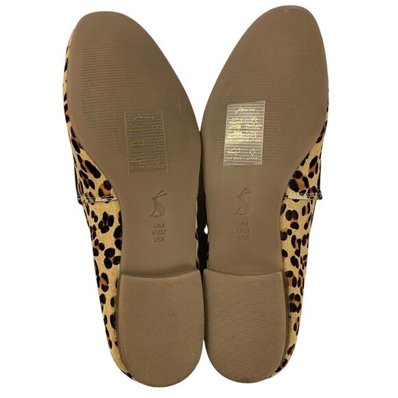 Joules Lexington Tan Animal Hair Leather Leopard Animal Print Loafers Shoes 6 - Picture 11 of 12